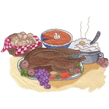Turkey Dinner Machine Embroidery Design