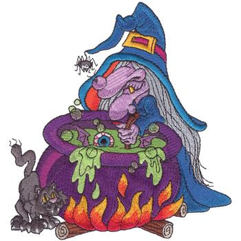 Witch W/ Bubbling Pot Machine Embroidery Design