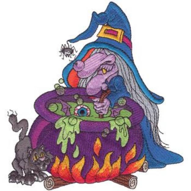Picture of Witch W/ Bubbling Pot Machine Embroidery Design