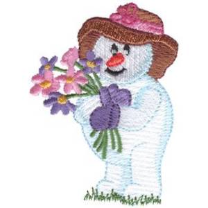 Picture of Snowman W/ Flowers Machine Embroidery Design