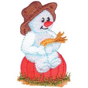 Picture of Snowman On A Pumpkin Machine Embroidery Design