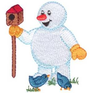 Picture of Snowman W/ Birds Machine Embroidery Design