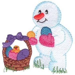 Picture of Snowman W/ Easter Basket Machine Embroidery Design