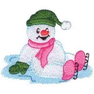 Picture of Snowman Ice Skating Machine Embroidery Design