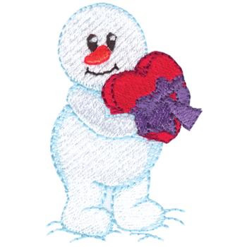 Valentines Day Snowman Machine Embroidery Design