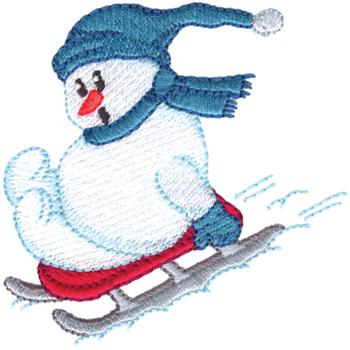 Snowman Sledding Machine Embroidery Design