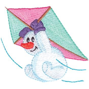 Snowman Flying A Kite Machine Embroidery Design