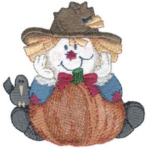 Picture of Scarecrow W/ Pumpkin Machine Embroidery Design