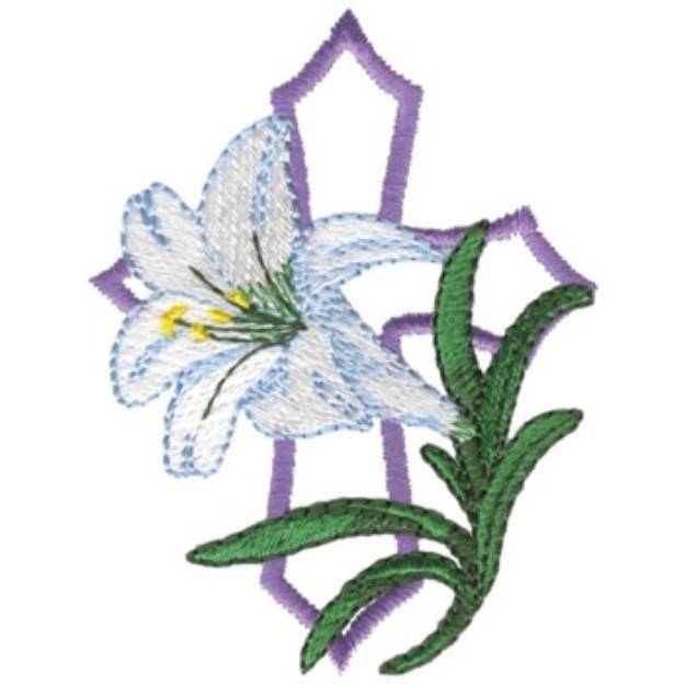 Picture of Easter Lily & Cross Machine Embroidery Design