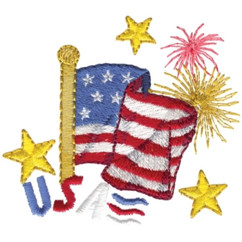 United States Flag Machine Embroidery Design