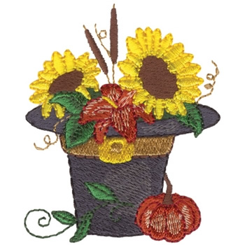 Pilgrim Hat W/ Flowers Machine Embroidery Design