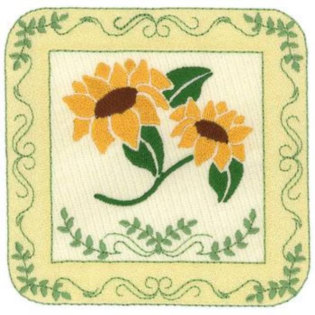 Picture of Sunflowers Square Machine Embroidery Design