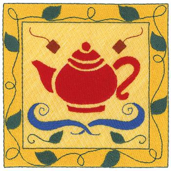 Tea Pot Square Machine Embroidery Design
