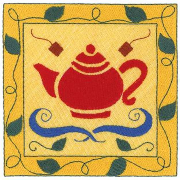 Picture of Tea Pot Square Machine Embroidery Design