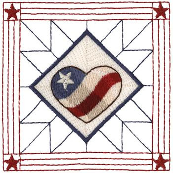 U.S. Heart Quilt Square Machine Embroidery Design