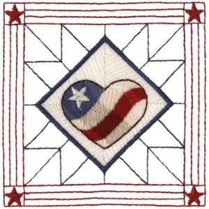 Picture of U.S. Heart Quilt Square Machine Embroidery Design