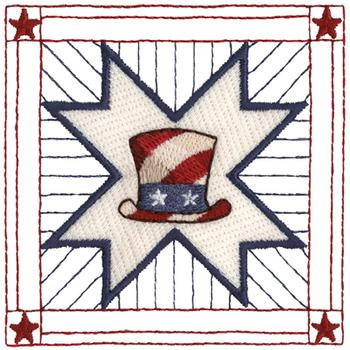 U.S. Hat Quilt Square Machine Embroidery Design