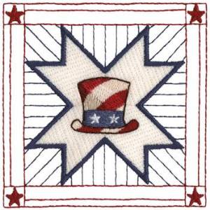 Picture of U.S. Hat Quilt Square Machine Embroidery Design