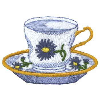 Tea Cup & Saucer Machine Embroidery Design