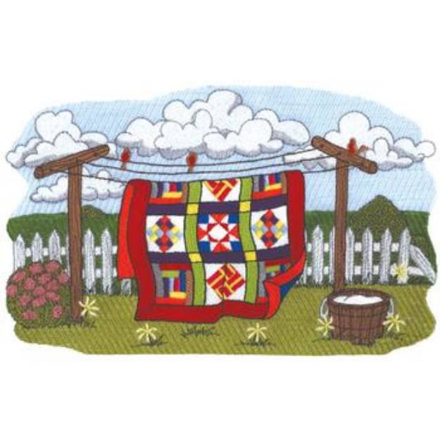 Picture of Quilt On Clothesline Machine Embroidery Design
