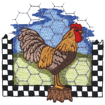 Rooster Scene Machine Embroidery Design