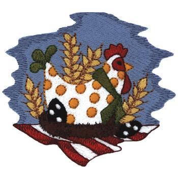 Polka Dotted Hen Machine Embroidery Design