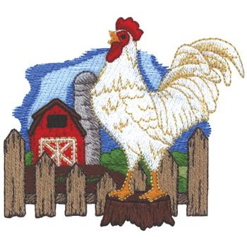 Rooster On Farm Machine Embroidery Design