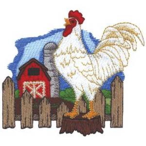 Picture of Rooster On Farm Machine Embroidery Design