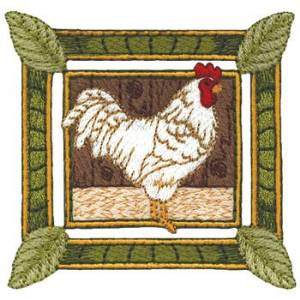 Picture of Framed Rooster Machine Embroidery Design