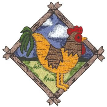 Framed Rooster Machine Embroidery Design