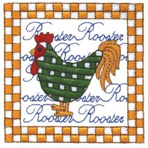 Picture of Checkered Rooster Machine Embroidery Design