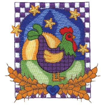 Rooster & Wheat Machine Embroidery Design