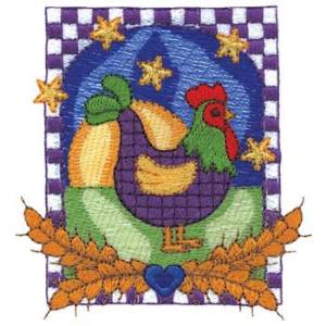 Picture of Rooster & Wheat Machine Embroidery Design