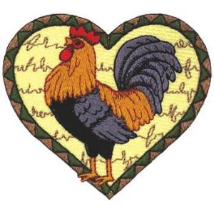 Picture of Rooster In Heart Machine Embroidery Design