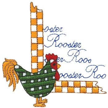 Checkered Rooster Machine Embroidery Design