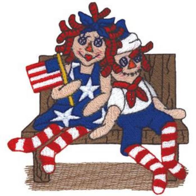 Picture of Patriotic Rag Dolls Machine Embroidery Design
