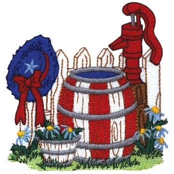 Water Barrel & Pump Machine Embroidery Design