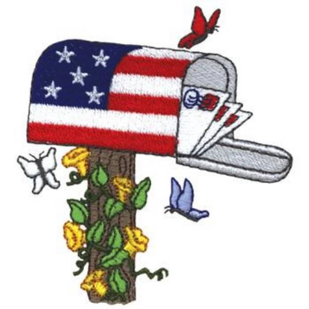 Picture of Patriotic Mail Box Machine Embroidery Design