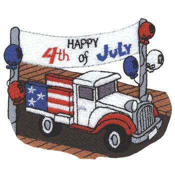 4th of July Truck Machine Embroidery Design