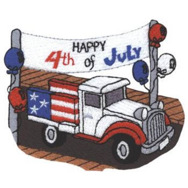Picture of 4th of July Truck Machine Embroidery Design