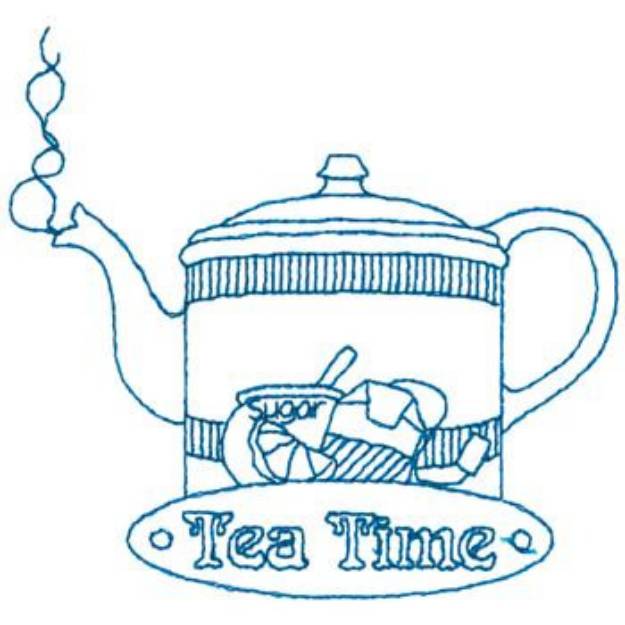 Picture of Tea Time Bluework Machine Embroidery Design