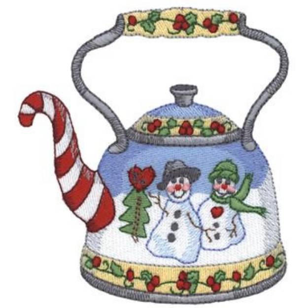 Picture of Snowman Tea Pot Machine Embroidery Design
