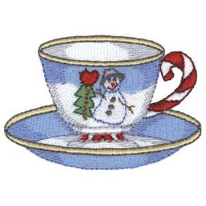 Picture of Snowman Tea Cup Machine Embroidery Design