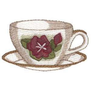 Picture of Flower Tea Cup Machine Embroidery Design