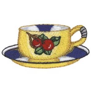 Picture of Cherry Tea Cup Machine Embroidery Design