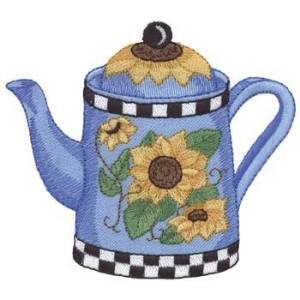 Picture of Sunflower Coffee Pot Machine Embroidery Design