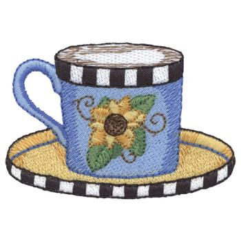Sunflower Tea Cup Machine Embroidery Design
