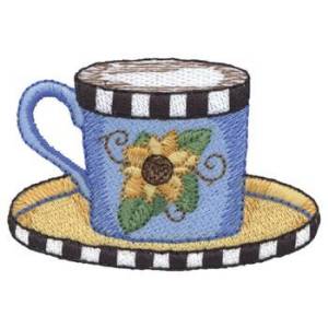 Picture of Sunflower Tea Cup Machine Embroidery Design