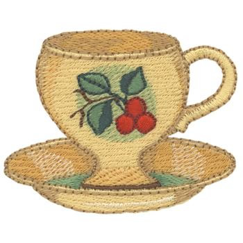 Berry Tea Cup Machine Embroidery Design