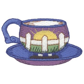 Sunrise Tea Cup Machine Embroidery Design